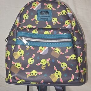 Loungefly Baby Yoda Grogu The Child Star Wars Disney Mini Backpack Purse Bag!